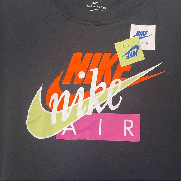 Nike Air Black Colorful Women's Crop Top long-sleeve Large - Picture 3 of 12